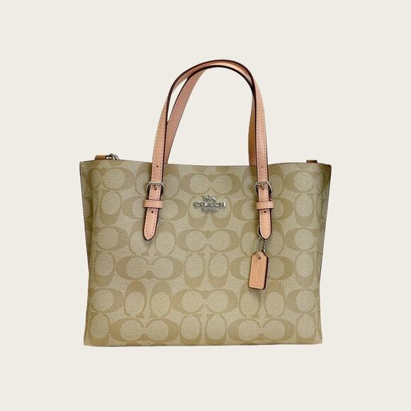 NWT Coach C4250 Mollie Tote 25 In Signature Canvas IN Light Khaki Faded Blush - Picture 1 of 7